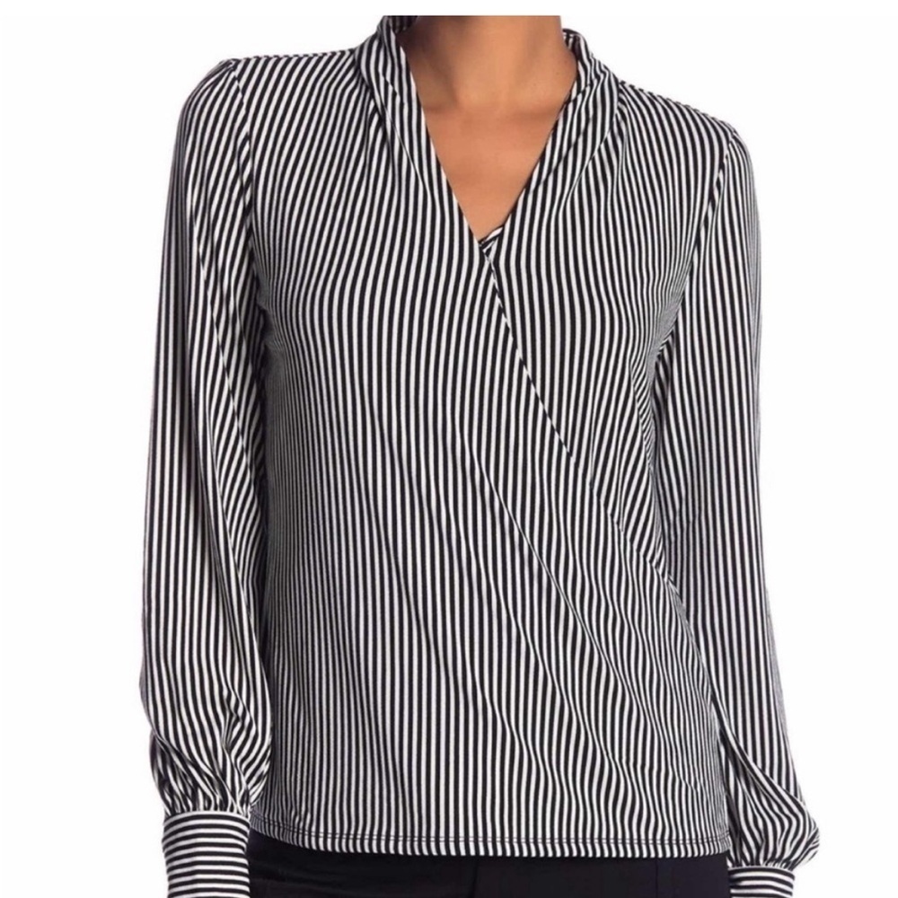 ADRIANNA PAPELL STRIPED BLOUSE SIZE LARGE